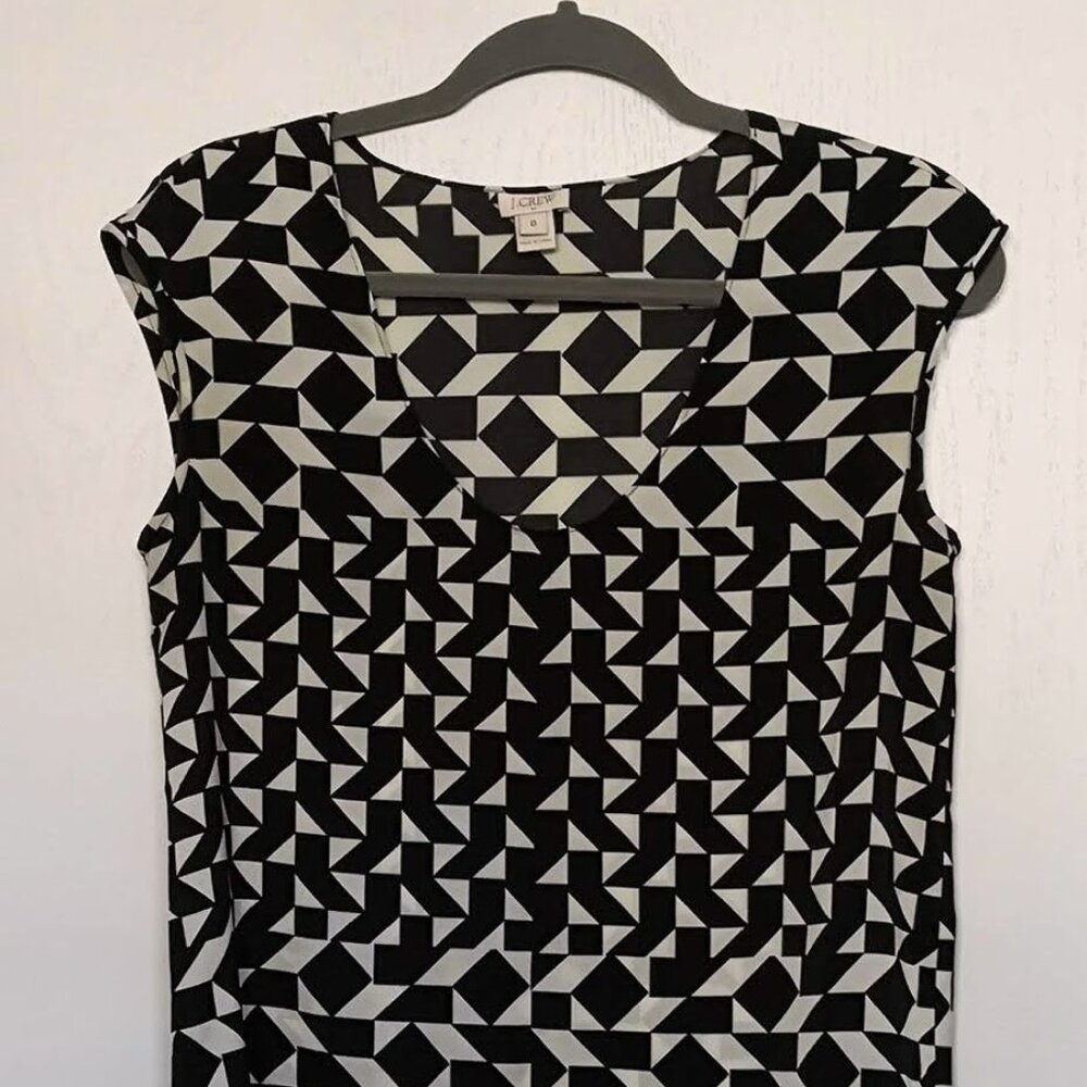5️⃣ JCrew Cap Sleeve Geo Pattern Blouse, Size 0